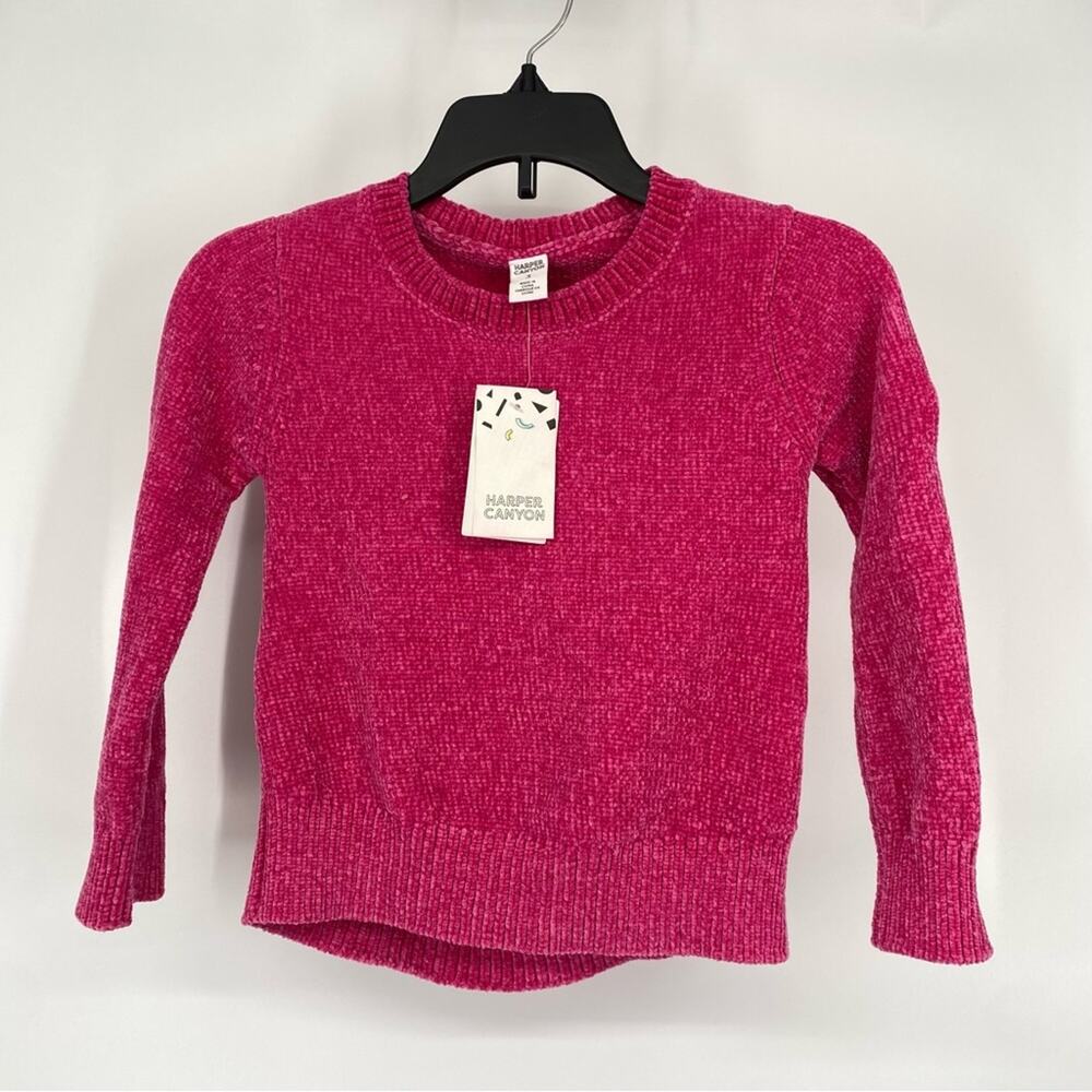 Harper Canyon Kids Girls Rib Knit Pullover Sweatshirt Pink Raspberry Size 3 NWT